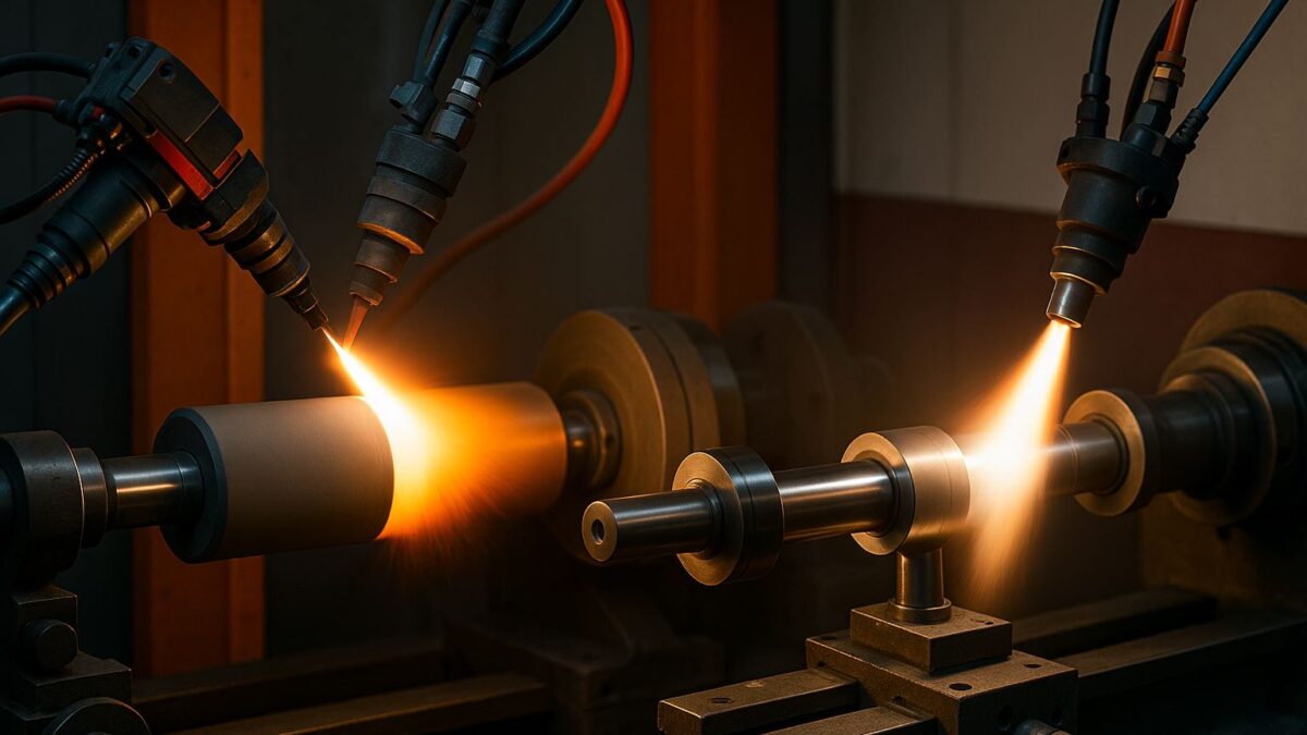 Perbandingan HVOF dan flame spray pada shaft, roller, dan valve industri dengan fokus kinerja coating presisi dan daya tahan tinggi