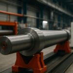 Ilustrasi biaya downtime shaft utama pada lini produksi manufaktur ketika shaft baja besar berhenti mendadak di tengah operasi.